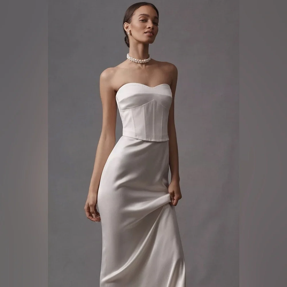 NEW NWT Reformation Ariyah Corset Satin Maxi Wedding Bridal Dress Gown - Picture 5 of 11